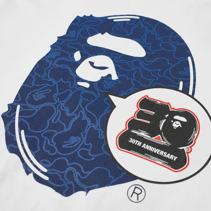 A BATHING APE 30TH ANNIVERSARY APE HEAD T-SHIRT NAVY AZUL